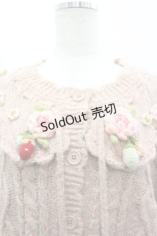 画像3: PINK HOUSE / Berry Roseモチーフ付きヨーク編みニットカーディガン  ピンク I-26-03-25-026-LO-BL-SA-ZI (3)