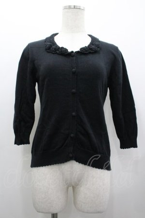 画像: PINK HOUSE / 雛菊モチーフニットカーディガン  黒 I-26-03-25-027-LO-TO-SA-ZI