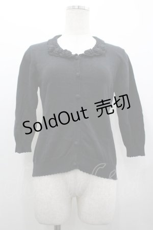 画像: PINK HOUSE / 雛菊モチーフニットカーディガン  黒 I-26-03-25-027-LO-TO-SA-ZI