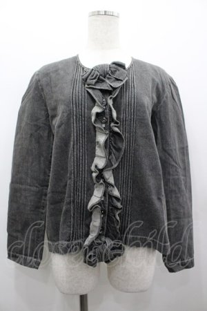 画像: INGEBORG / デニムフリルブラウス  黒デニム I-26-03-25-028-LO-BL-SA-ZI