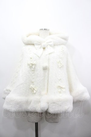 画像: Amavel / ハートケーブル編みニットポンチョ  白 I-26-03-25-032-CA-CO-SA-ZI