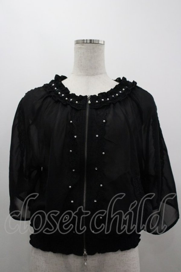 画像1: axes femme / フレア袖シアーブルゾン F 黒 I-26-03-30-032-AX-TO-TE-ZI (1)