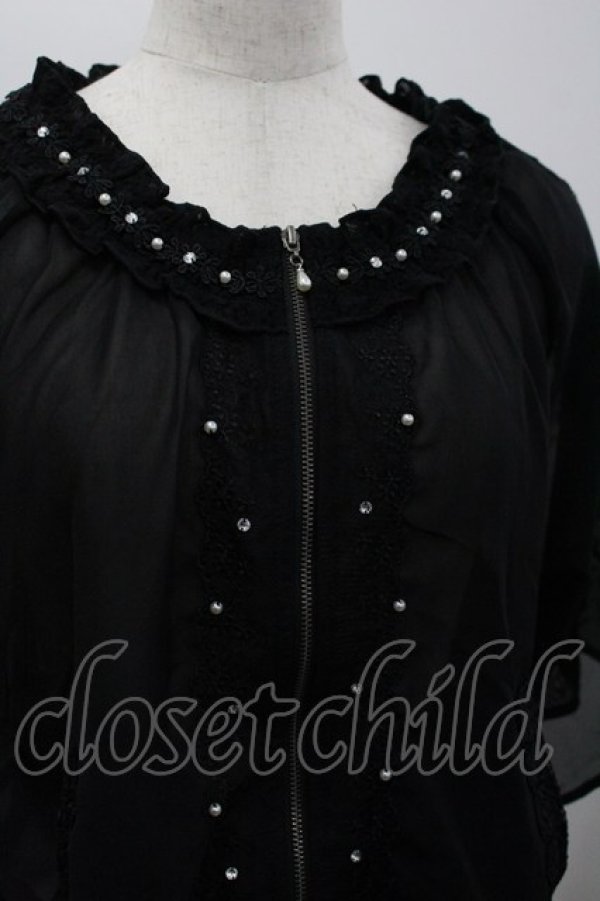 画像3: axes femme / フレア袖シアーブルゾン F 黒 I-26-03-30-032-AX-TO-TE-ZI (3)