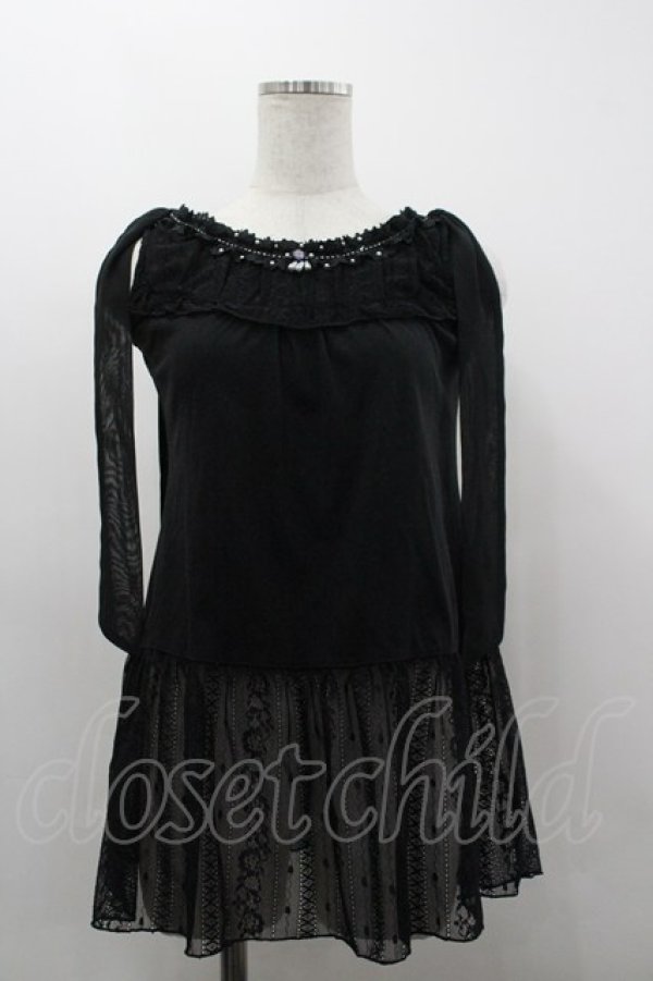 画像1: axes femme / 肩リボンロングインナー F 黒 I-26-03-30-033-AX-TO-TE-ZI (1)