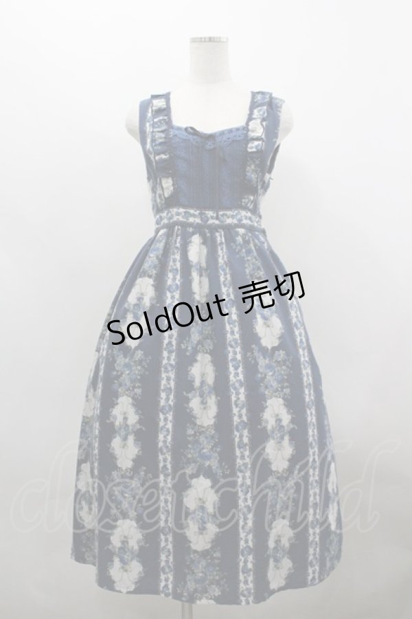 画像1: axes femme / 薔薇ストライプロングワンピース M ブルー I-26-03-30-034-AX-OP-TE-ZI (1)