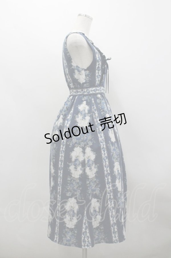 画像4: axes femme / 薔薇ストライプロングワンピース M ブルー I-26-03-30-034-AX-OP-TE-ZI (4)