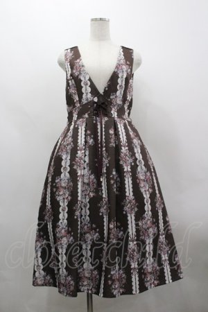 画像: axes femme / ローズリボン柄ジャンスカ F 茶 I-26-03-30-036-AX-OP-TE-ZI