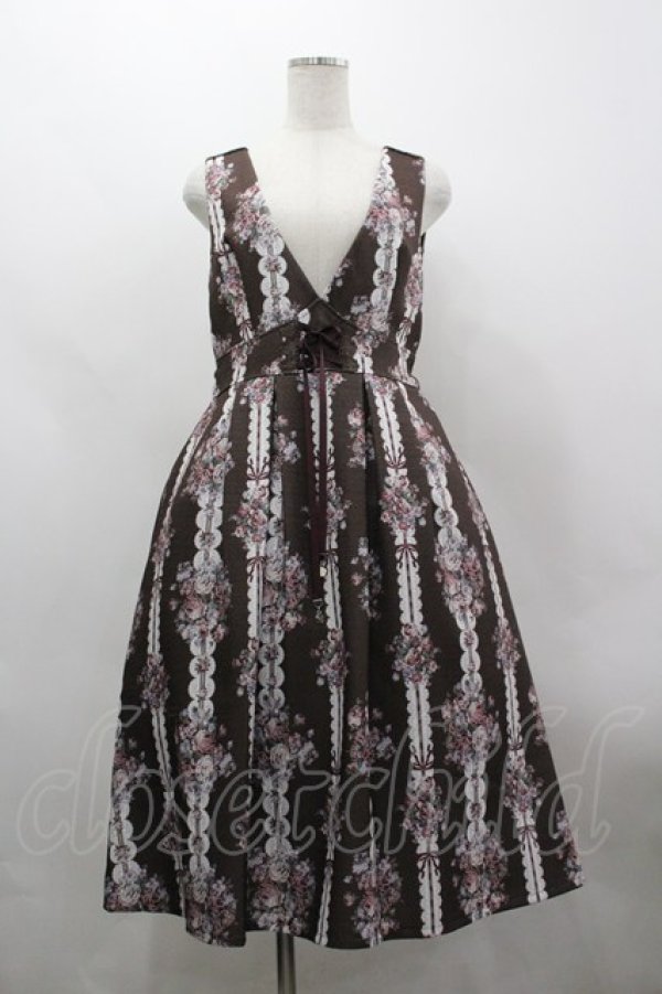 画像1: axes femme / ローズリボン柄ジャンスカ F 茶 I-26-03-30-036-AX-OP-TE-ZI (1)