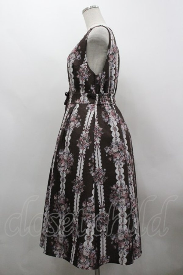 画像2: axes femme / ローズリボン柄ジャンスカ F 茶 I-26-03-30-036-AX-OP-TE-ZI (2)