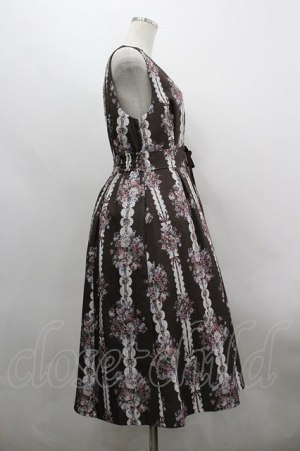 画像4: axes femme / ローズリボン柄ジャンスカ F 茶 I-26-03-30-036-AX-OP-TE-ZI (4)