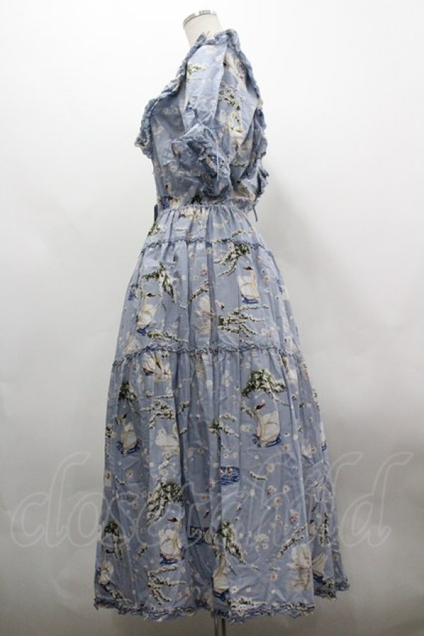 画像2: PINK HOUSE / SWAN LAKEプリントワンピース  サックス I-26-03-30-043-LO-OP-SA-ZI (2)