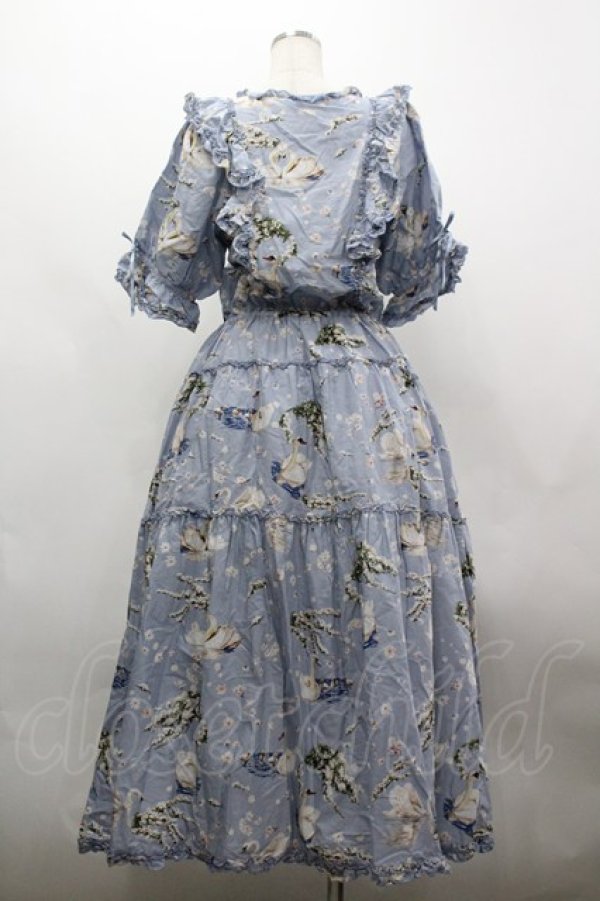 画像3: PINK HOUSE / SWAN LAKEプリントワンピース  サックス I-26-03-30-043-LO-OP-SA-ZI (3)