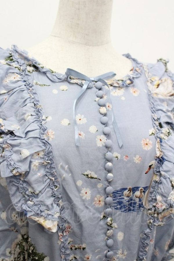 画像5: PINK HOUSE / SWAN LAKEプリントワンピース  サックス I-26-03-30-043-LO-OP-SA-ZI (5)