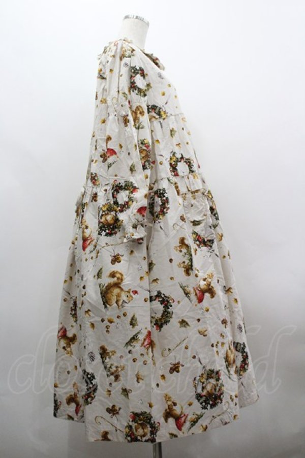 画像4: PINK HOUSE / ウィンターフォレストトリートプリントミディワンピース  アイボリー I-26-03-30-044-LO-OP-SA-ZI (4)