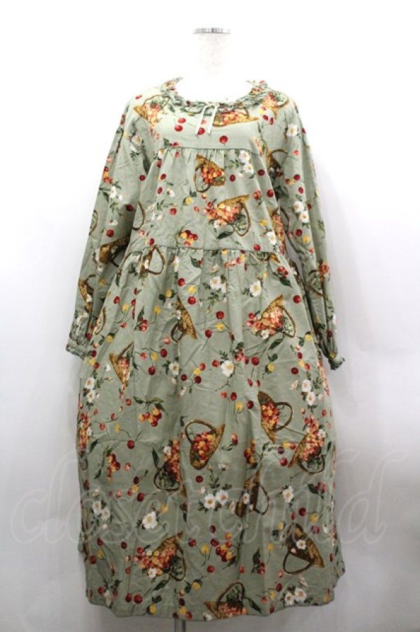 画像1: PINK HOUSE / 野ばらとチェリープリントミディワンピース  ハッカ I-26-03-30-046-LO-OP-SA-ZI (1)