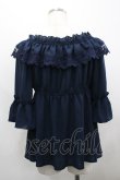 画像2: axes femme kawaii / エンパイアフリルブラウス M ネイビー I-26-03-30-007-AX-BL-TE-ZI (2)