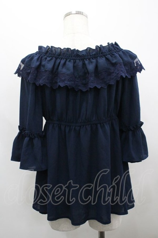 画像2: axes femme kawaii / エンパイアフリルブラウス M ネイビー I-26-03-30-007-AX-BL-TE-ZI (2)