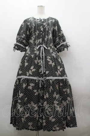 画像: PINK HOUSE / 水玉りぼんプリントワンピース  黒 I-26-03-30-049-LO-OP-SA-ZI