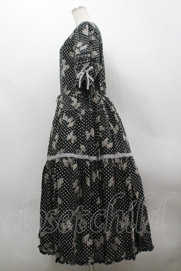 画像2: PINK HOUSE / 水玉りぼんプリントワンピース  黒 I-26-03-30-049-LO-OP-SA-ZI (2)