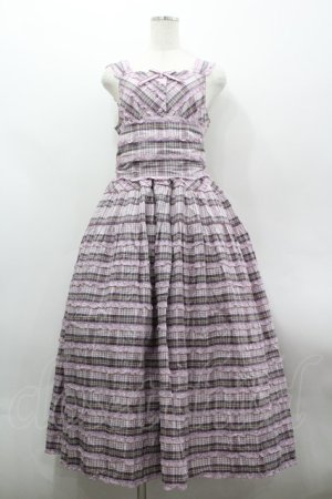 画像: PINK HOUSE / オリジナルチェック×ギンガムチェックワンピース  ラベンダー I-26-03-30-050-LO-OP-SA-ZI