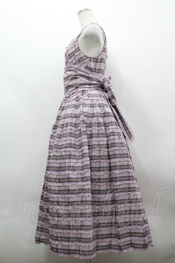 画像2: PINK HOUSE / オリジナルチェック×ギンガムチェックワンピース  ラベンダー I-26-03-30-050-LO-OP-SA-ZI (2)