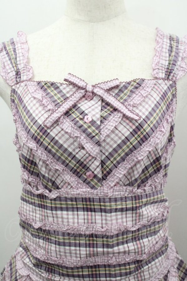 画像5: PINK HOUSE / オリジナルチェック×ギンガムチェックワンピース  ラベンダー I-26-03-30-050-LO-OP-SA-ZI (5)