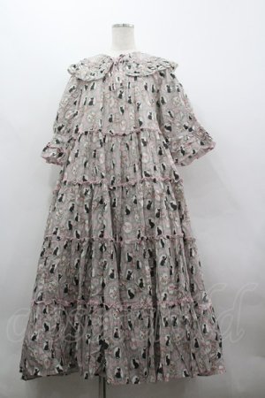 画像: alcali / ミラーキャットフリルロングワンピース  ピンク I-26-03-30-054-LO-OP-SA-ZI