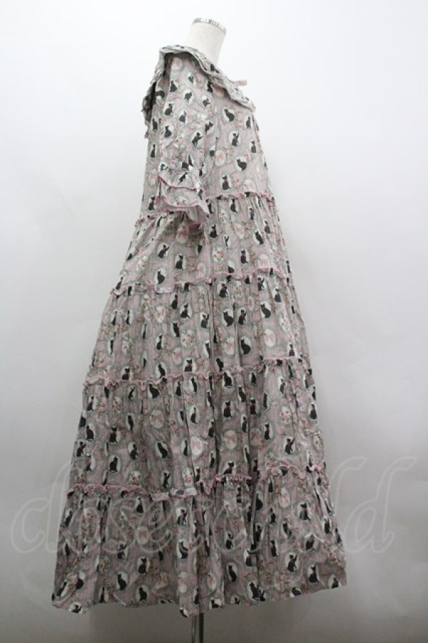 画像4: alcali / ミラーキャットフリルロングワンピース  ピンク I-26-03-30-054-LO-OP-SA-ZI (4)