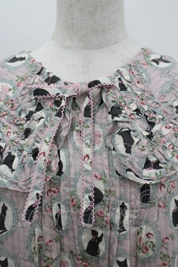 画像5: alcali / ミラーキャットフリルロングワンピース  ピンク I-26-03-30-054-LO-OP-SA-ZI (5)