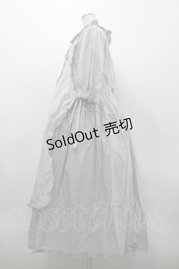 画像2: PINK HOUSE / タブリエ付きギンガムワンピース  グレーＸ白チェック I-26-03-30-055-LO-OP-SA-ZI (2)