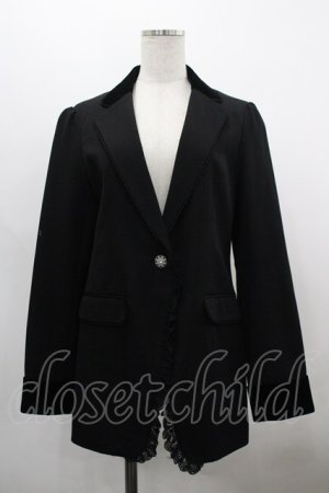 画像: axes femme / ベロア使いロングジャケット M 黒 I-26-03-30-010-AX-JA-TE-ZI