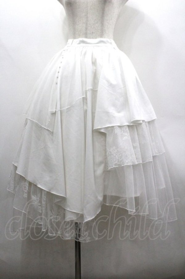 画像1: axes femme / 異素材イレヘムロングスカート F 白 I-26-03-30-061-AX-SK-TE-ZI (1)