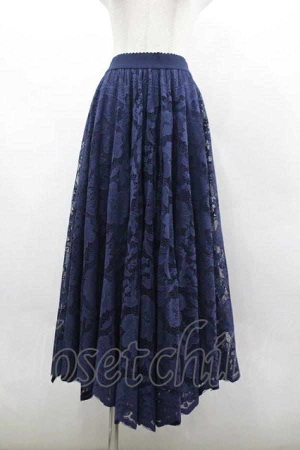 画像1: axes femme / レースサーキュラースカート F ネイビー I-26-03-30-066-AX-SK-TE-ZI (1)