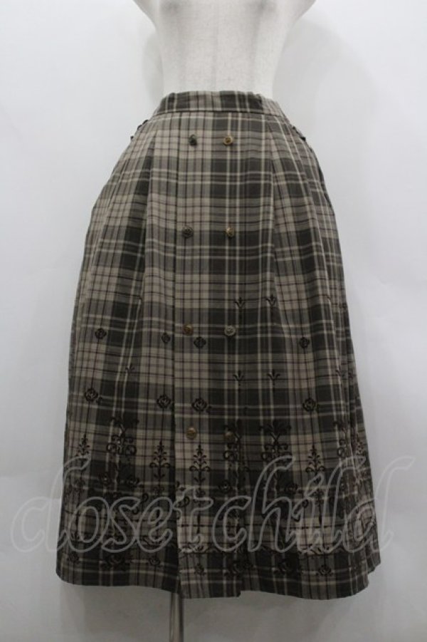 画像1: axes femme / フロッキーチェックスカート M 茶 I-26-03-30-069-AX-SK-TE-ZI (1)