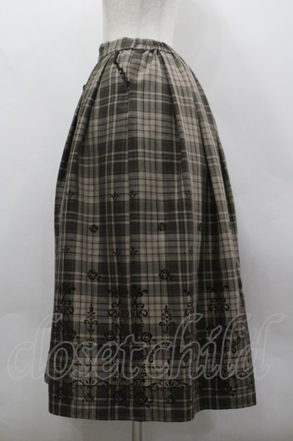 画像2: axes femme / フロッキーチェックスカート M 茶 I-26-03-30-069-AX-SK-TE-ZI (2)