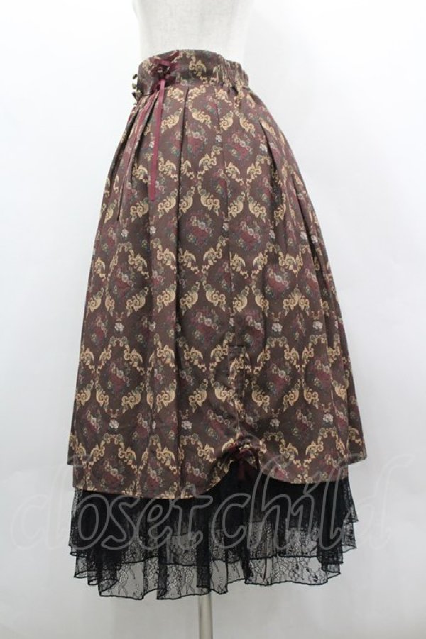 画像2: axes femme / ブロッサム柄ドロストスカート F ブラウン I-26-03-30-070-AX-SK-TE-ZI (2)