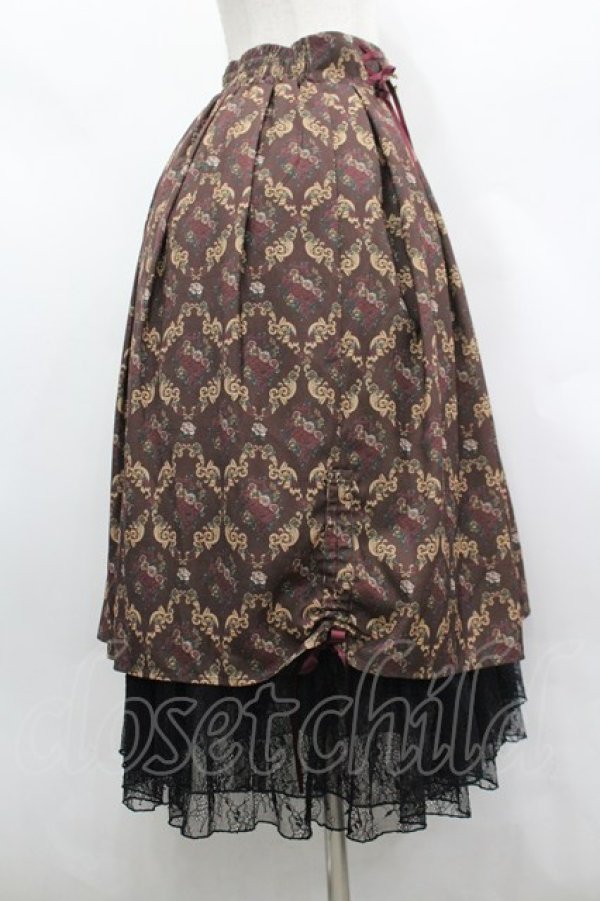 画像4: axes femme / ブロッサム柄ドロストスカート F ブラウン I-26-03-30-070-AX-SK-TE-ZI (4)