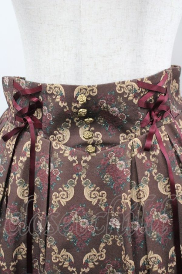 画像5: axes femme / ブロッサム柄ドロストスカート F ブラウン I-26-03-30-070-AX-SK-TE-ZI (5)