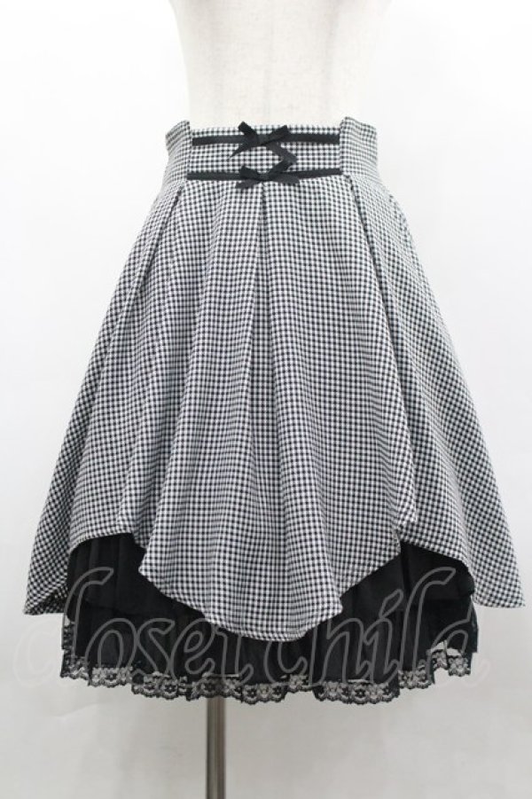 画像1: axes femme POETIQUE / イレヘムプチリボンスカート M 黒×白 I-26-03-30-071-AX-SK-TE-ZI (1)