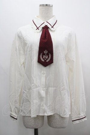 画像: Secret Honey / ネクタイ付きブラウス  白Ｘボルドー I-26-03-30-012-CA-BL-SA-ZI