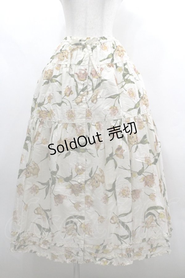 画像1: PINK HOUSE / チューリップうさぎプリントスカート  生成り I-26-03-30-072-LO-SK-SA-ZI (1)