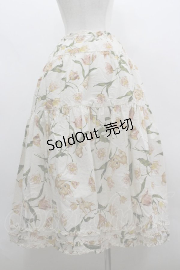 画像3: PINK HOUSE / チューリップうさぎプリントスカート  生成り I-26-03-30-072-LO-SK-SA-ZI (3)