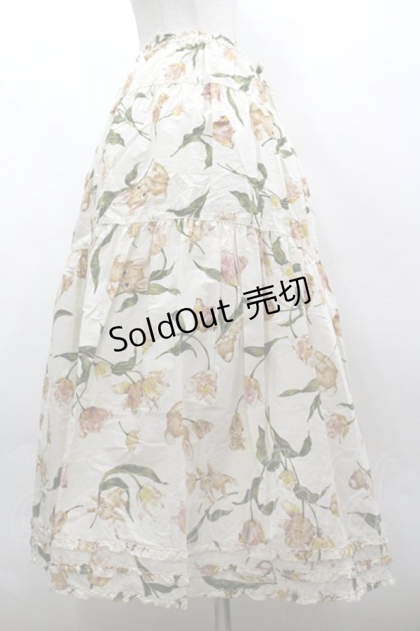 画像4: PINK HOUSE / チューリップうさぎプリントスカート  生成り I-26-03-30-072-LO-SK-SA-ZI (4)