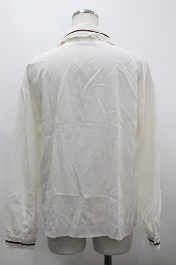 画像2: Secret Honey / ネクタイ付きブラウス  白Ｘボルドー I-26-03-30-012-CA-BL-SA-ZI (2)