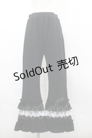 画像: axes femme / フリル×レースワッフルパンツ F 黒 I-26-03-30-075-AX-PA-TE-ZI