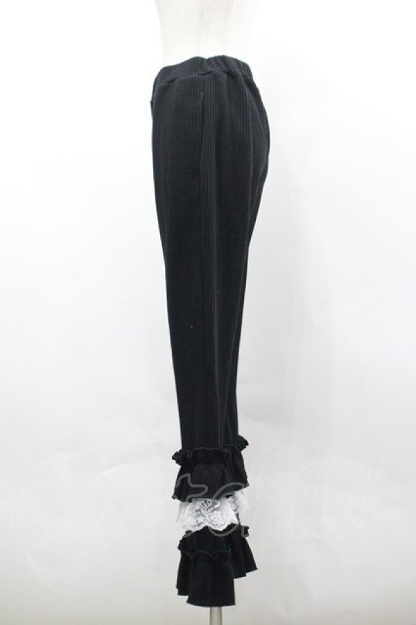 画像2: axes femme / フリル×レースワッフルパンツ F 黒 I-26-03-30-075-AX-PA-TE-ZI (2)