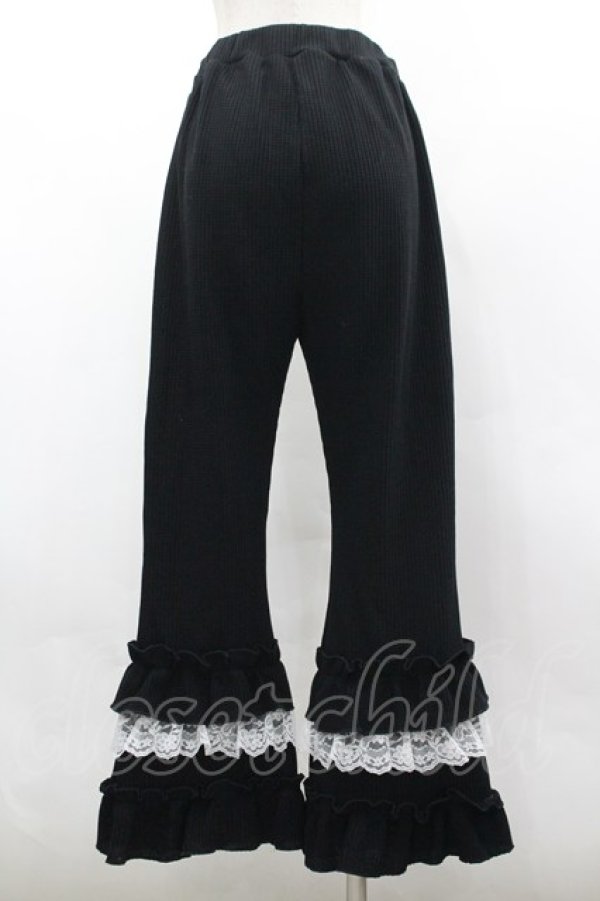 画像3: axes femme / フリル×レースワッフルパンツ F 黒 I-26-03-30-075-AX-PA-TE-ZI (3)