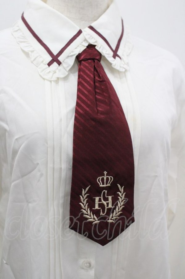 画像3: Secret Honey / ネクタイ付きブラウス  白Ｘボルドー I-26-03-30-012-CA-BL-SA-ZI (3)