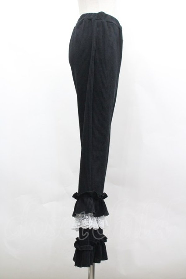 画像4: axes femme / フリル×レースワッフルパンツ F 黒 I-26-03-30-075-AX-PA-TE-ZI (4)