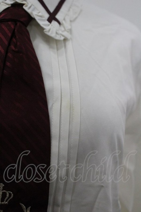 画像4: Secret Honey / ネクタイ付きブラウス  白Ｘボルドー I-26-03-30-012-CA-BL-SA-ZI (4)